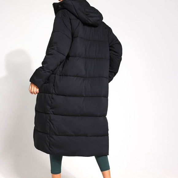 GIRLFRIEND COLLECTIVE Mystic Black Recycled Polyester Size XSmall Long Coat - Picture 3 of 12
